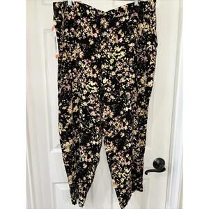 Jessica Simpson Women's XXL Cameren Pull On Pants Black Floral Grandmacore NWT